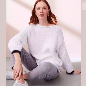 Lou & Grey White Navy Cable Knit Sweater Size XS (fits l…